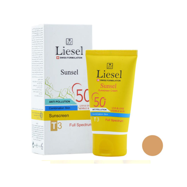 کرم ضد آفتاب لایسل رنگی مدل Sunsel SPF50 مناسب پوست مختلط -شماره T3